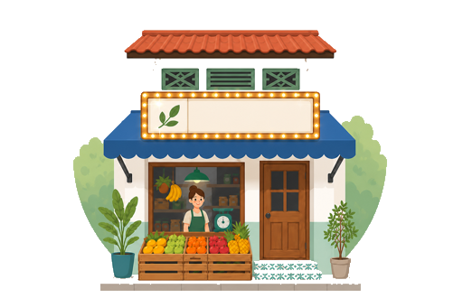 Street grocery: light the storefront